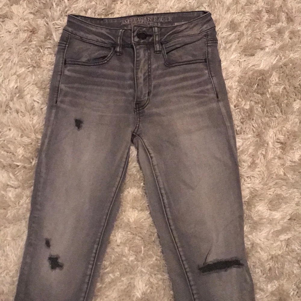 Grey acid wash skinny jeans